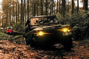 a jeep with yellow headlights